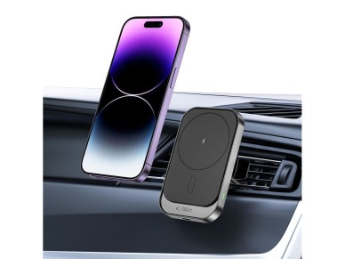 Tech-Protect CW19 MagSafe magnetic car holder with 15W inductive charger for air vent - black Tech-Protect CW19 MagSafe magnetic car holder with 15W inductive charger for air vent - black