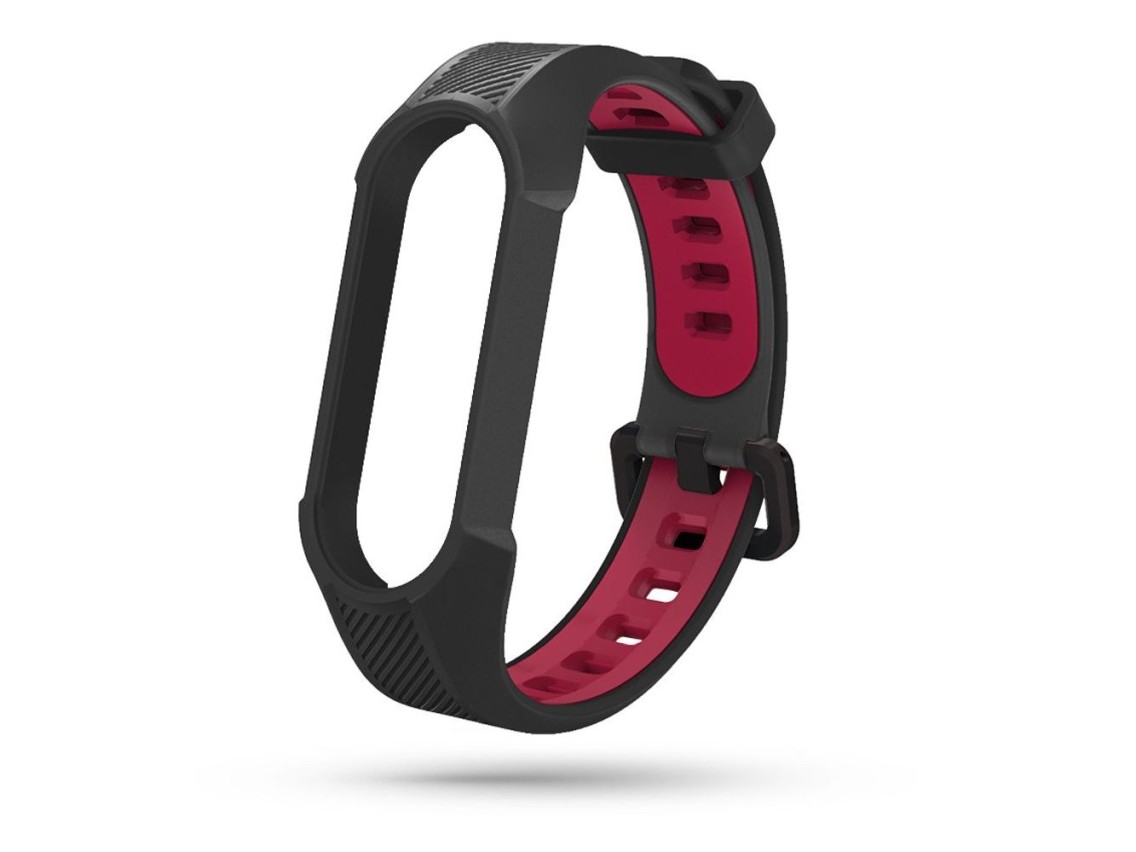 Pulseira protetora Tech-Protect Armor para Xiaomi Mi Smart Band 5/6/6 NFC - Preta e Vermelha