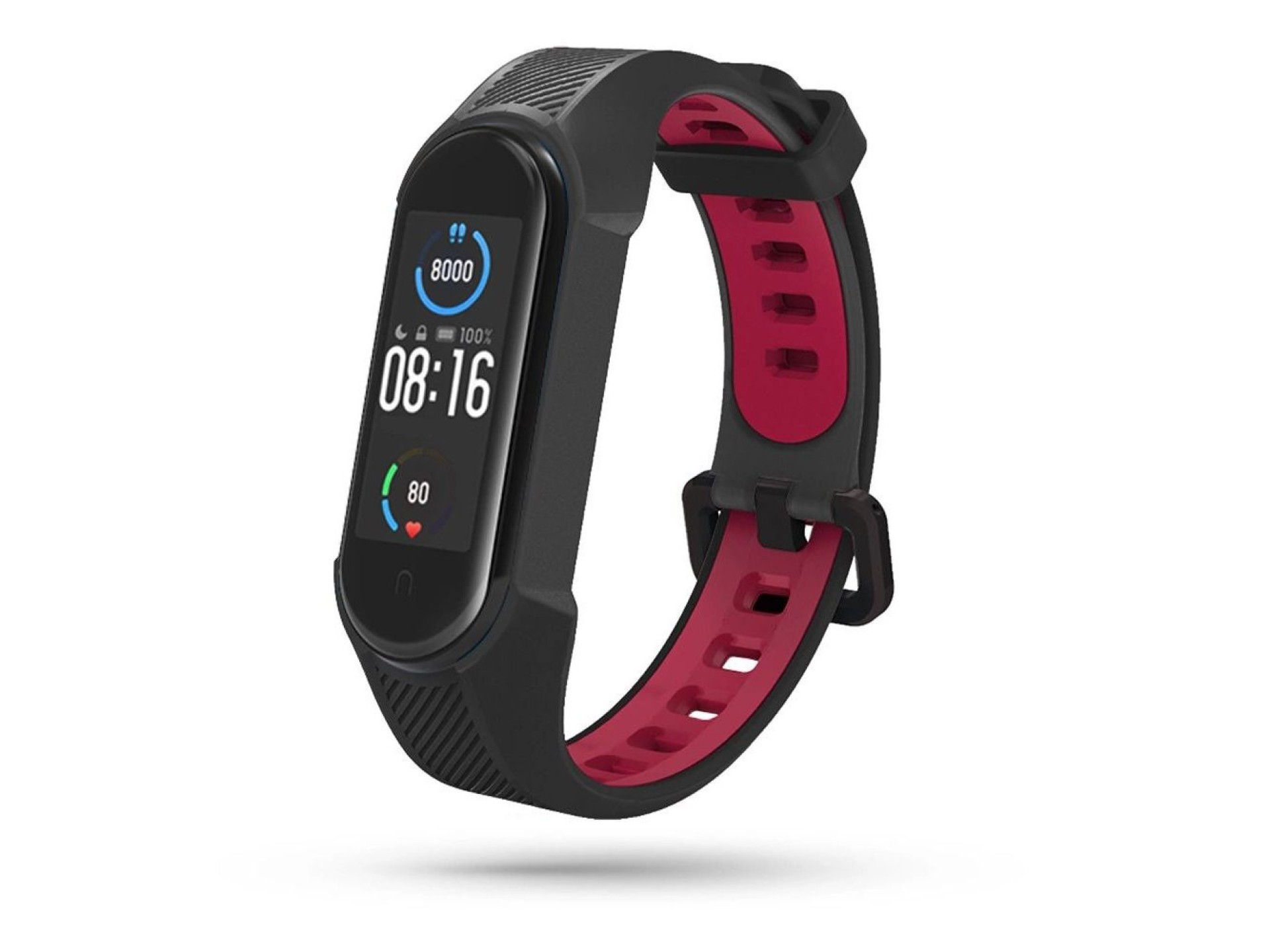 Pulseira protetora Tech-Protect Armor para Xiaomi Mi Smart Band 5/6/6 NFC - Preta e Vermelha