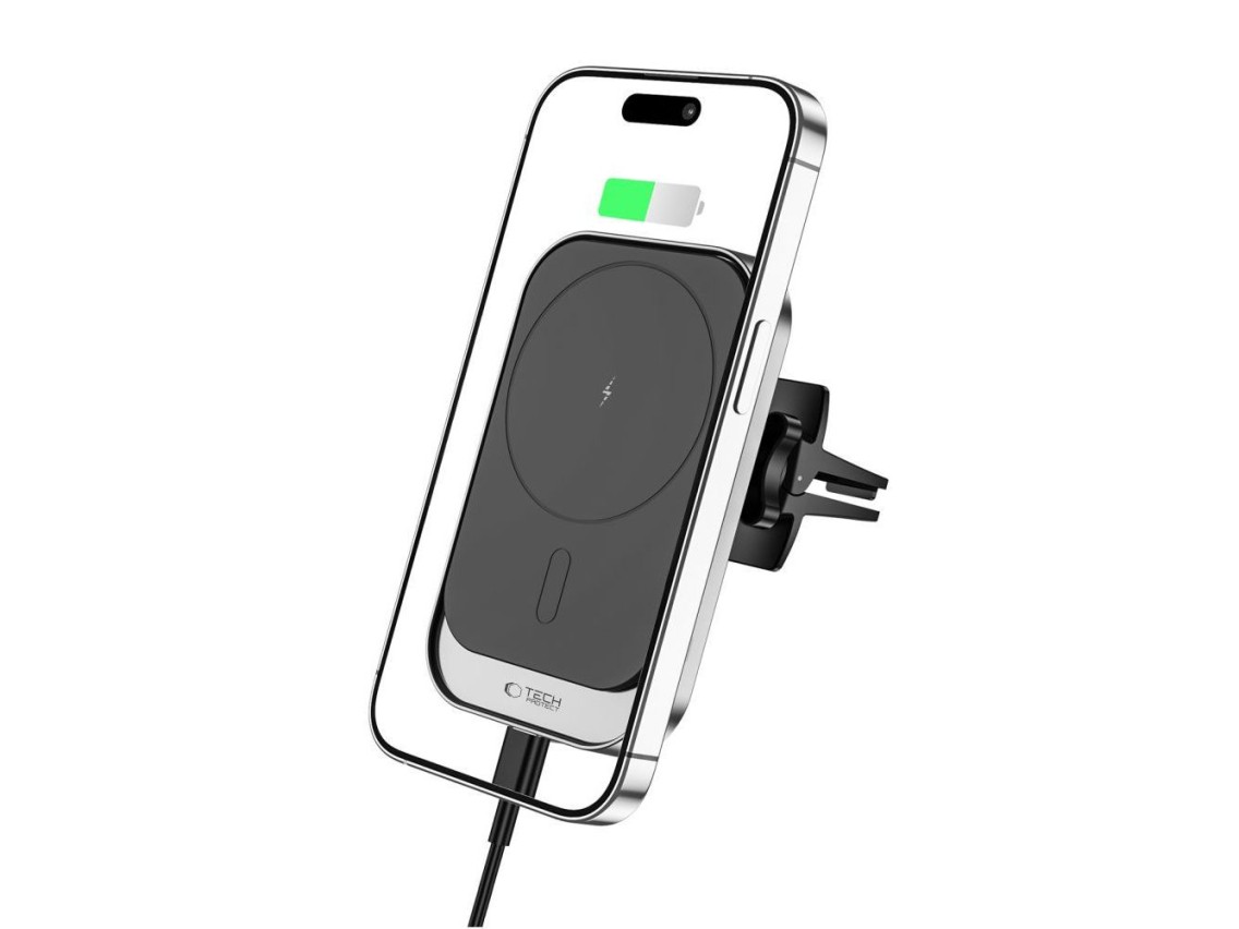 Suporte magnético para carro Tech-Protect CW19 MagSafe com carregador indutivo de 15 W para saída de
