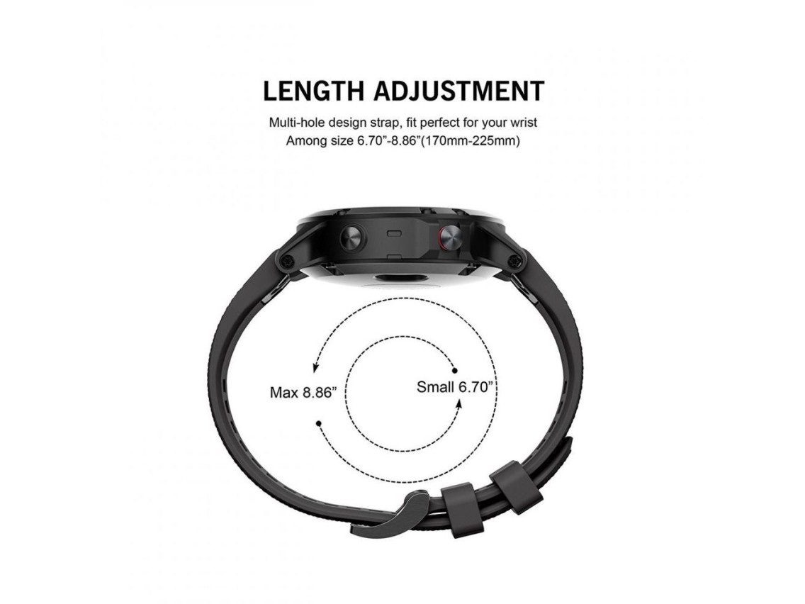Tech-Protect Smooth Strap for Garmin Fenix 3 / 5X / 3HR / 5X Plus / 6X / 6X Pro / 7X - Black