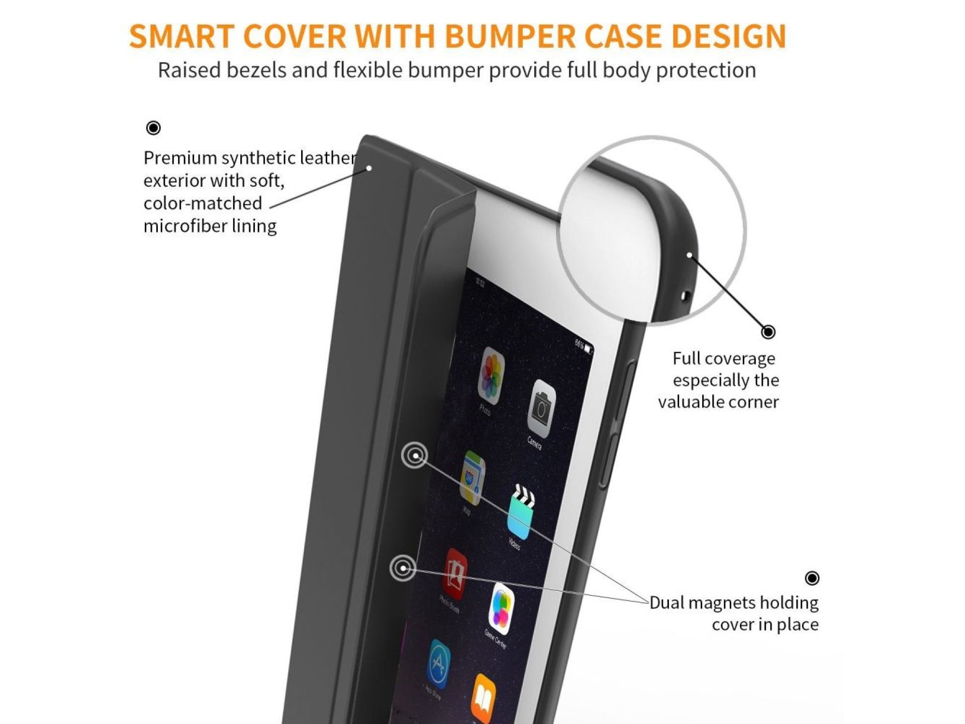 Capa Tech-Protect SmartCase para iPad 9.7'' 5/6 2017-2018 - preta