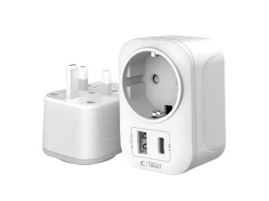 Adaptador Tech-Protect TA100 para Reino Unido - Blanco