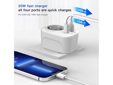 Adaptador Tech-Protect TA100 para Reino Unido - Blanco