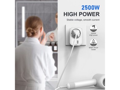 Adaptador Tech-Protect TA100 para Reino Unido - Blanco