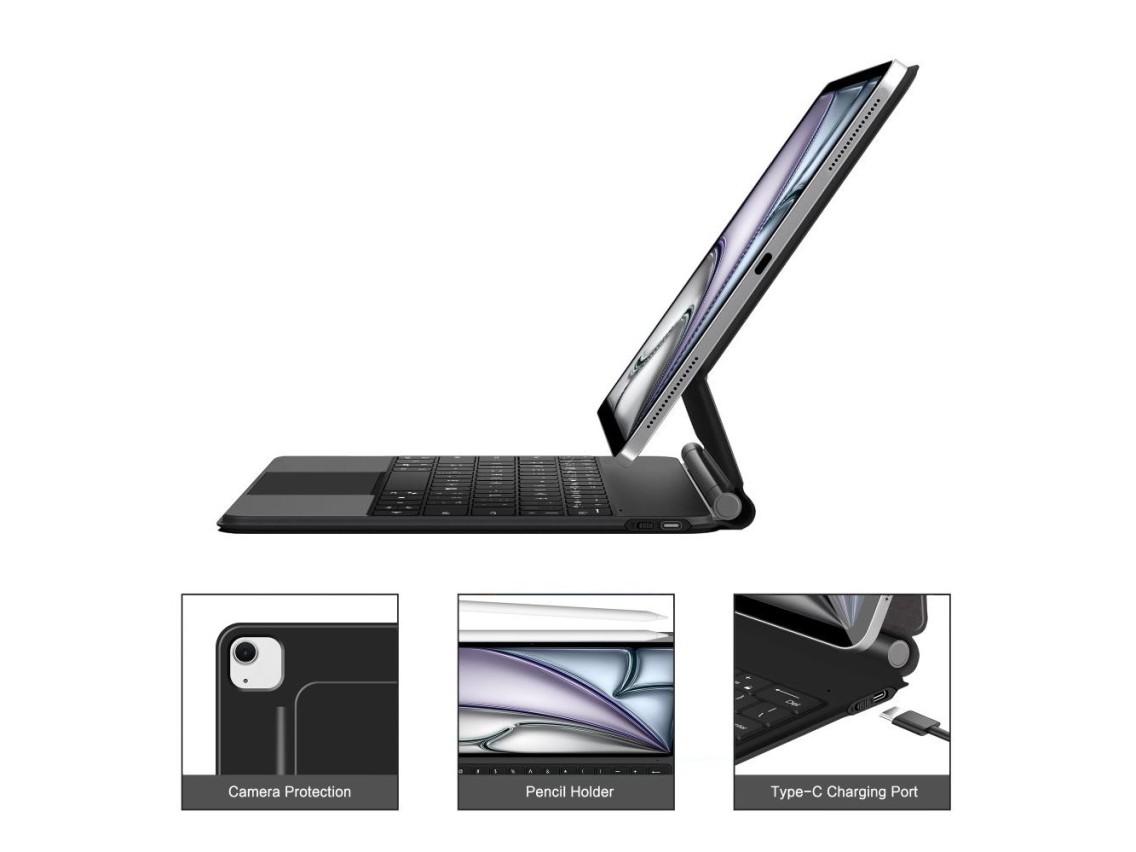 Capa magnética Tech-Protect Smartcase com teclado para iPad Pro 12,9” 2020/2021/2022 / iPad Air 13”