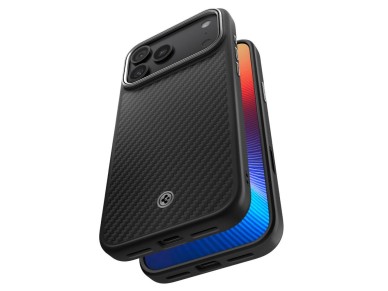 Funda Spigen Enzo Aramid "T" MagSafe para iPhone 17 Pro - Negro y Plata