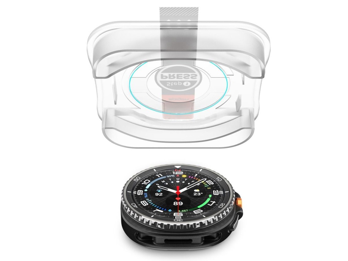 Película de vidro temperado Spigen Glas.TR "Ez-Fit" para Samsung Galaxy Watch 8 46mm - Transparente