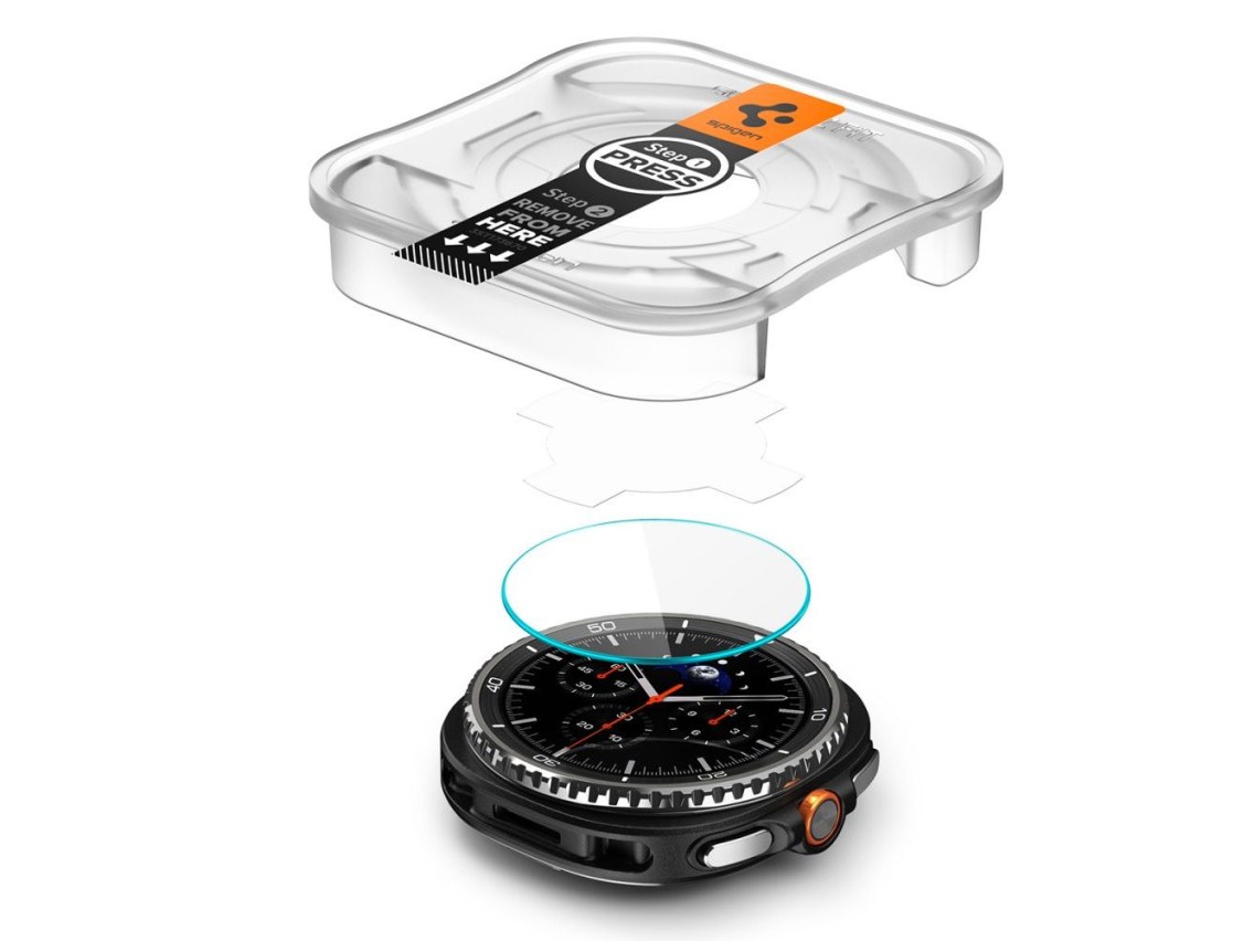 Película de vidro temperado Spigen Glas.TR "Ez-Fit" para Samsung Galaxy Watch 8 46mm - Transparente