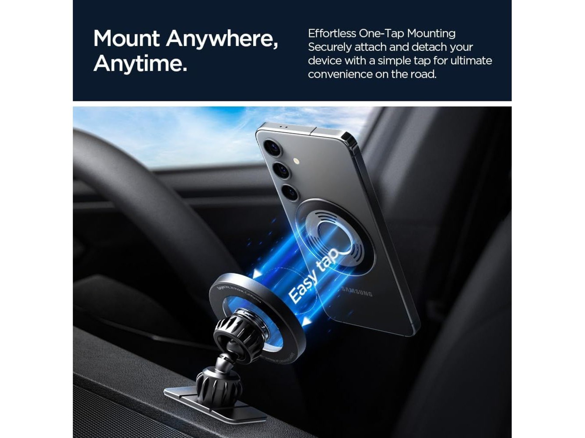 Soporte para coche Spigen MFT13 MagSafe para habitáculo o rejilla de ventilación - Negro