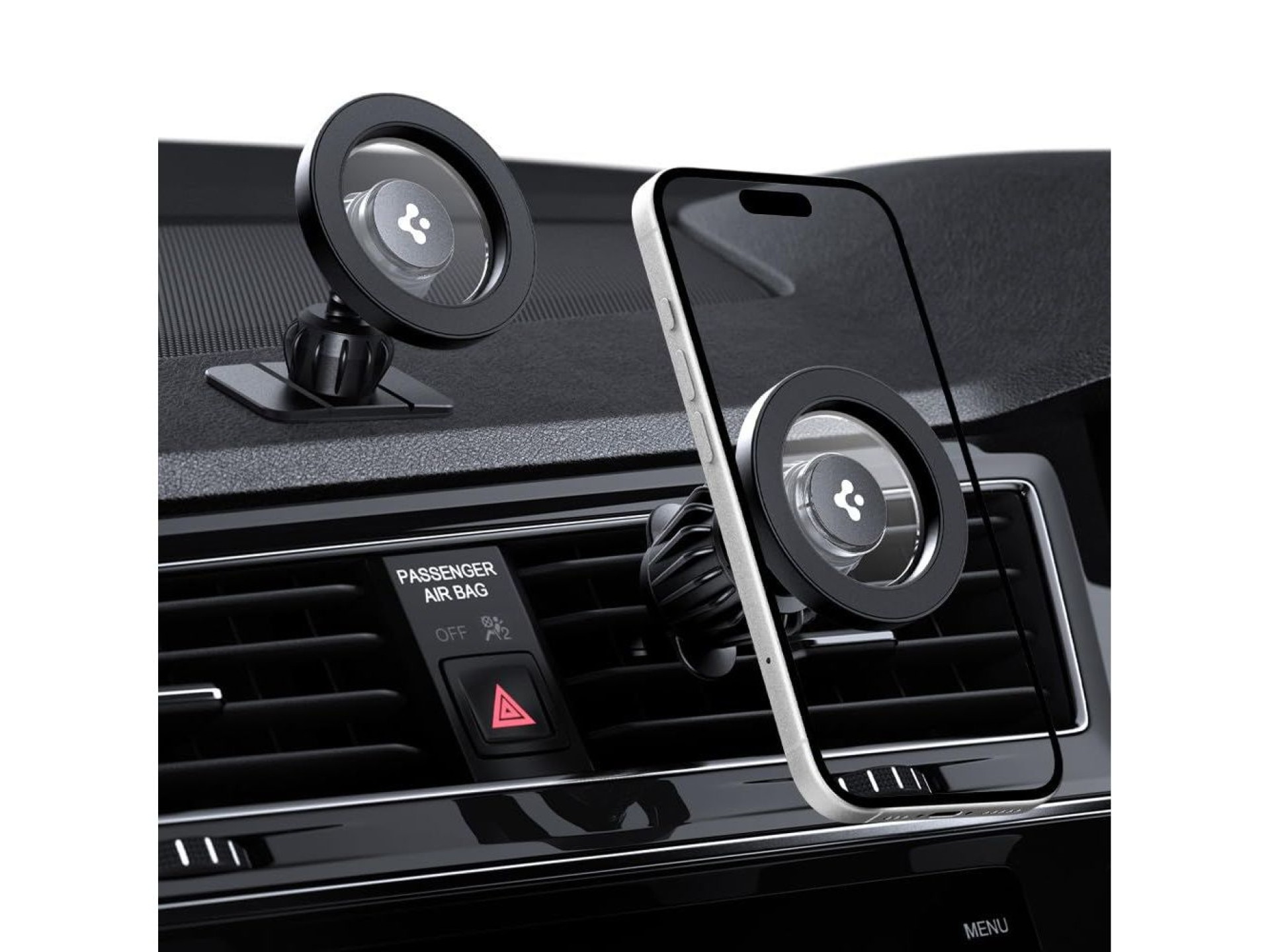 Soporte para coche Spigen MFT13 MagSafe para habitáculo o rejilla de ventilación - Negro