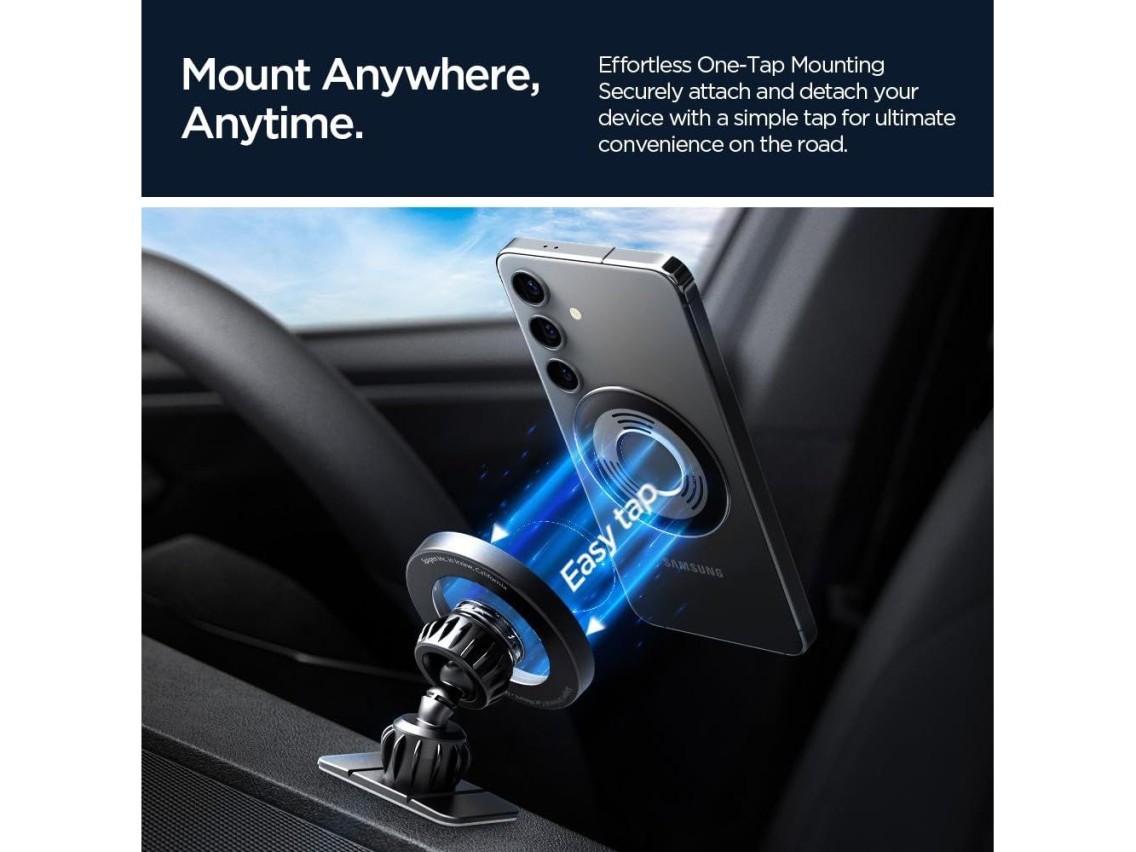 Soporte para coche Spigen MFT13 MagSafe para habitáculo o rejilla de ventilación - Plateado