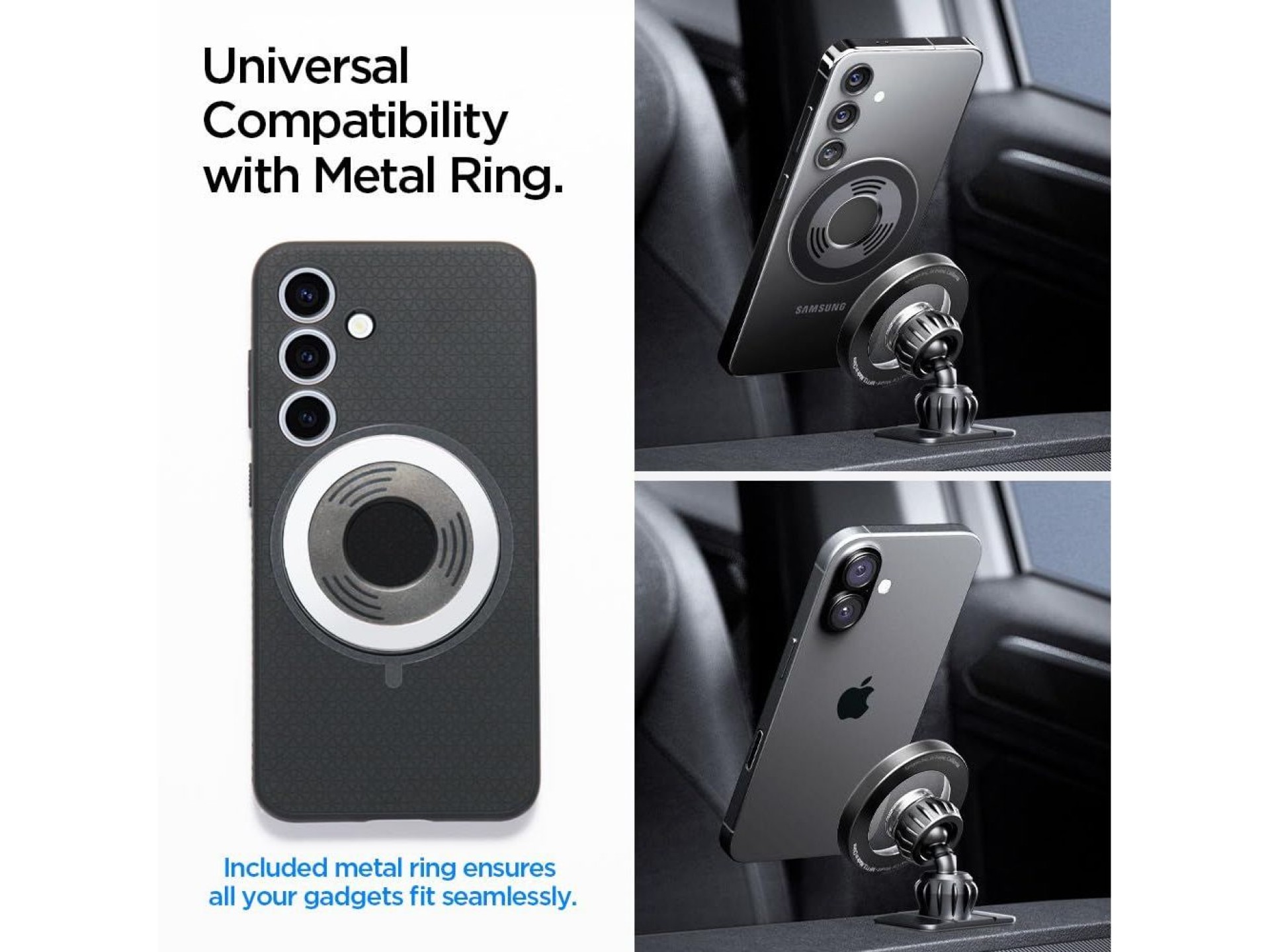 Soporte para coche Spigen MFT13 MagSafe para habitáculo o rejilla de ventilación - Negro