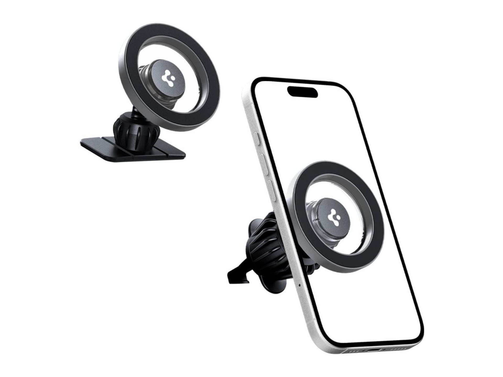 Soporte para coche Spigen MFT13 MagSafe para habitáculo o rejilla de ventilación - Plateado