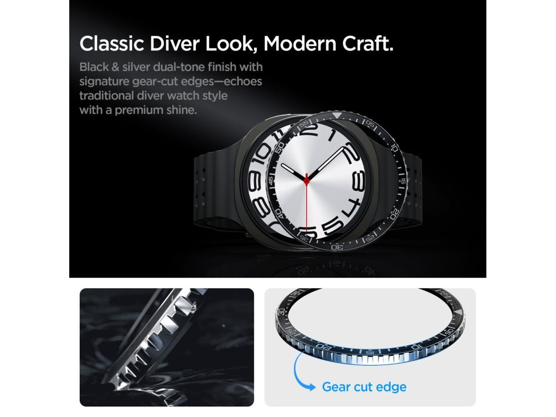 Capa protetora Spigen Bezel Tune Diver para Samsung Galaxy Watch 8 44mm - Preta