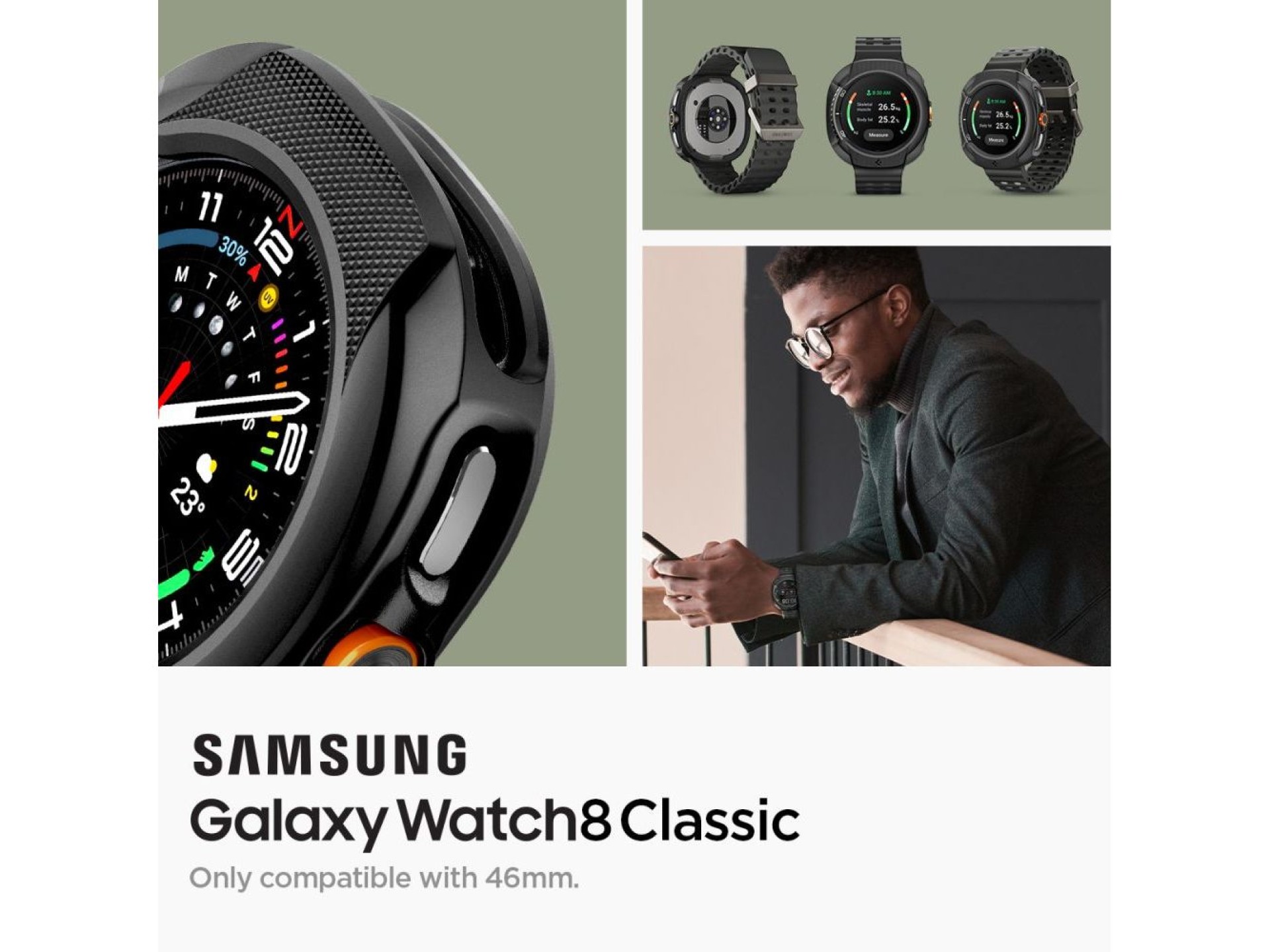 Spigen Liquid Air Case for Samsung Galaxy Watch 8 Classic 46mm - Black