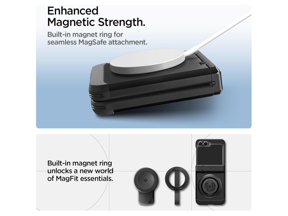 Capa Spigen Tough Armor Pro Mag MagSafe para Samsung Galaxy Z Flip 6 / 7 FE - Preta