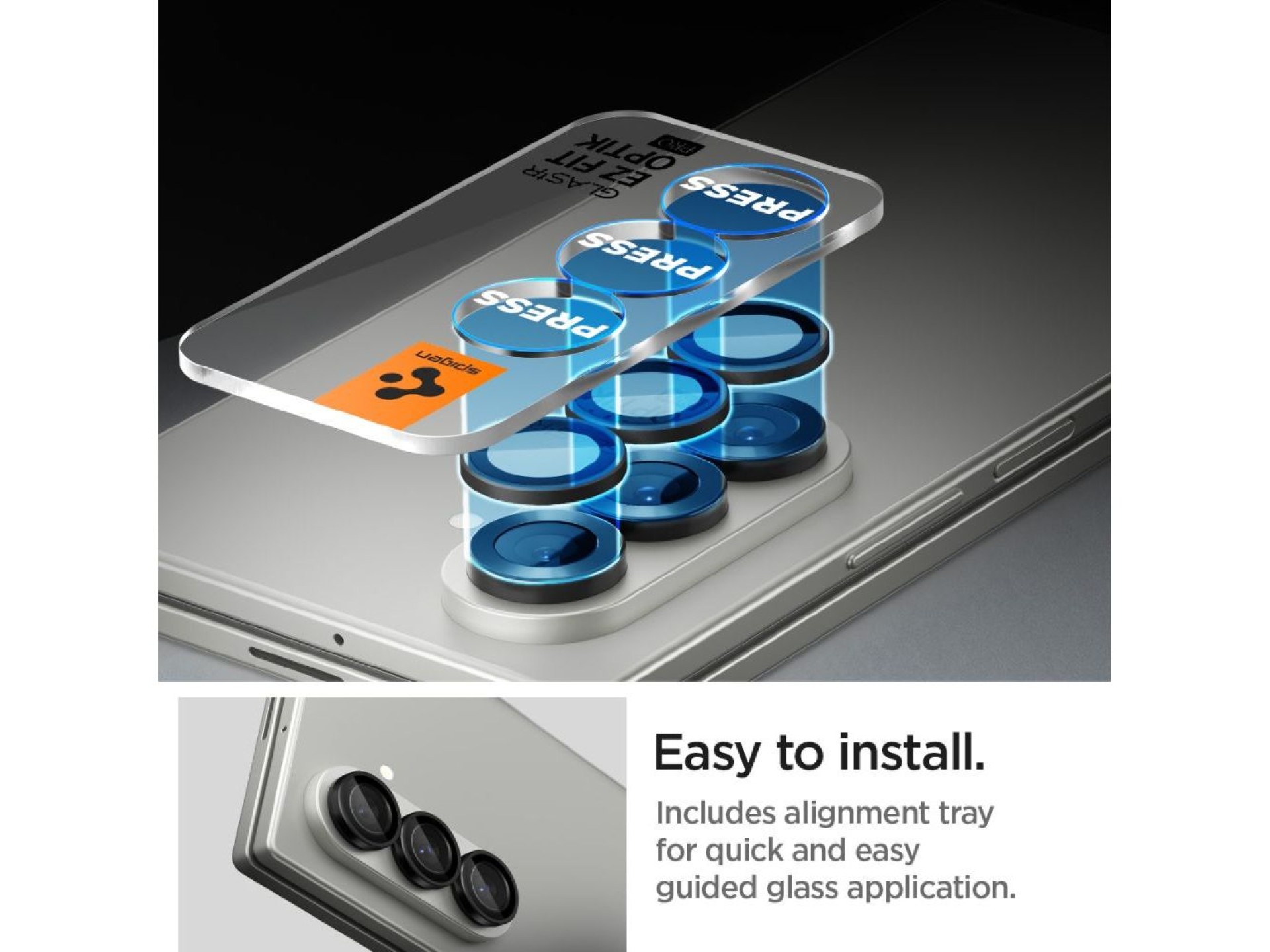 Spigen Optik Pro HD Glas.TR EZ Fit 2-pack Camera Protector for Samsung Galaxy Z Fold 7 - Black