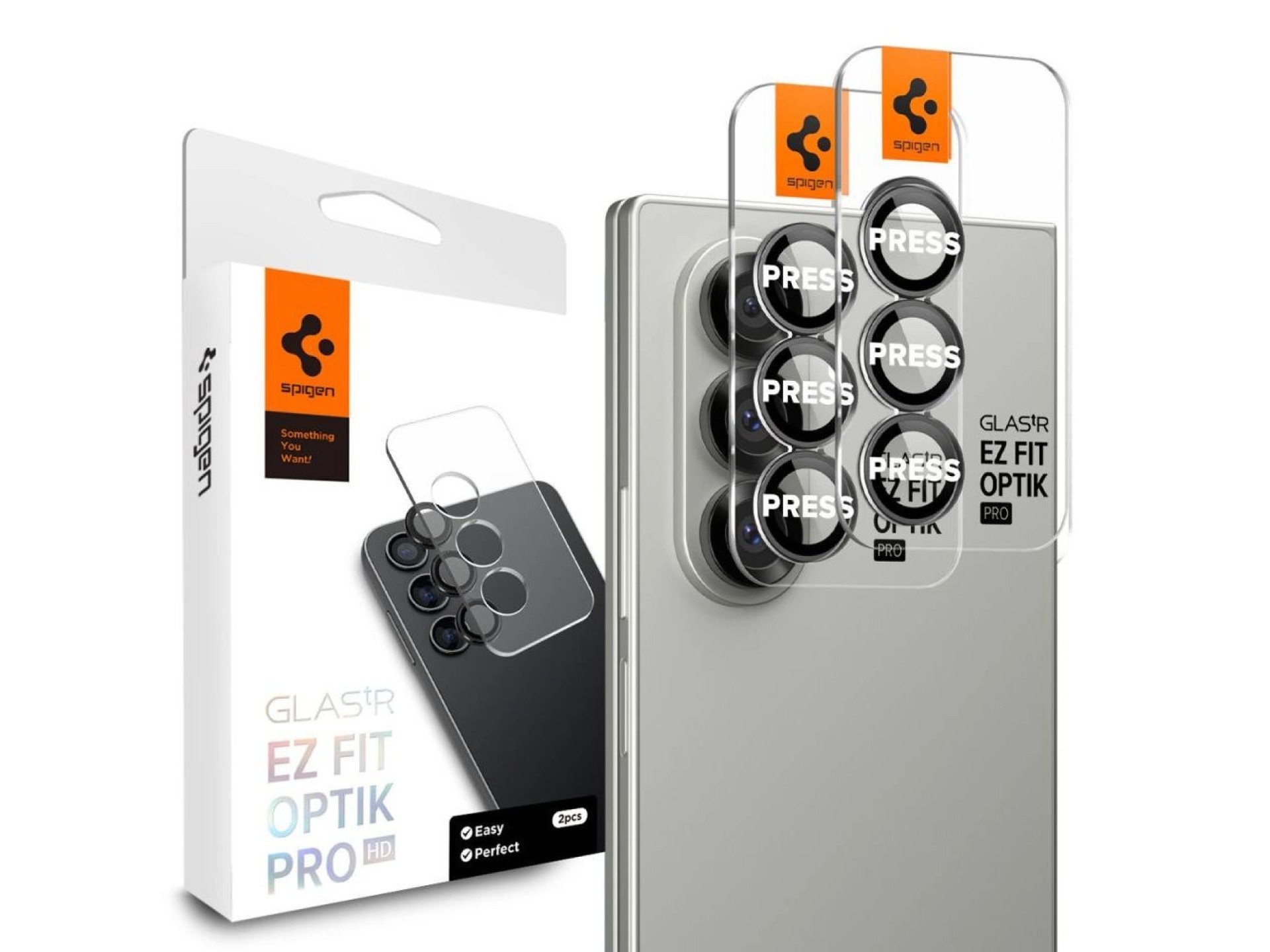 Spigen Optik Pro HD Glas.TR EZ Fit 2-pack Camera Protector for Samsung Galaxy Z Fold 7 - Black