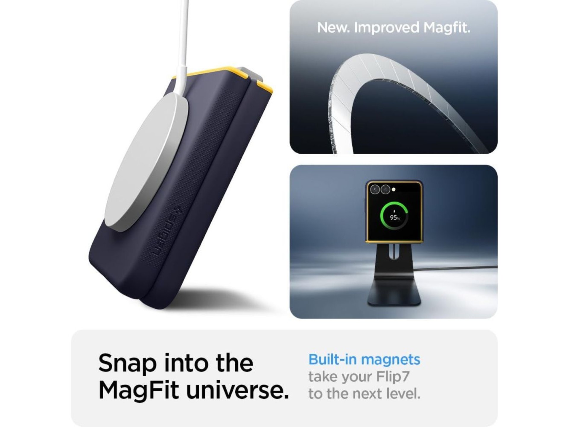 Nano Pop Mag MagSafe Case for Samsung Galaxy Z Flip 7 - Navy Blue and Yellow