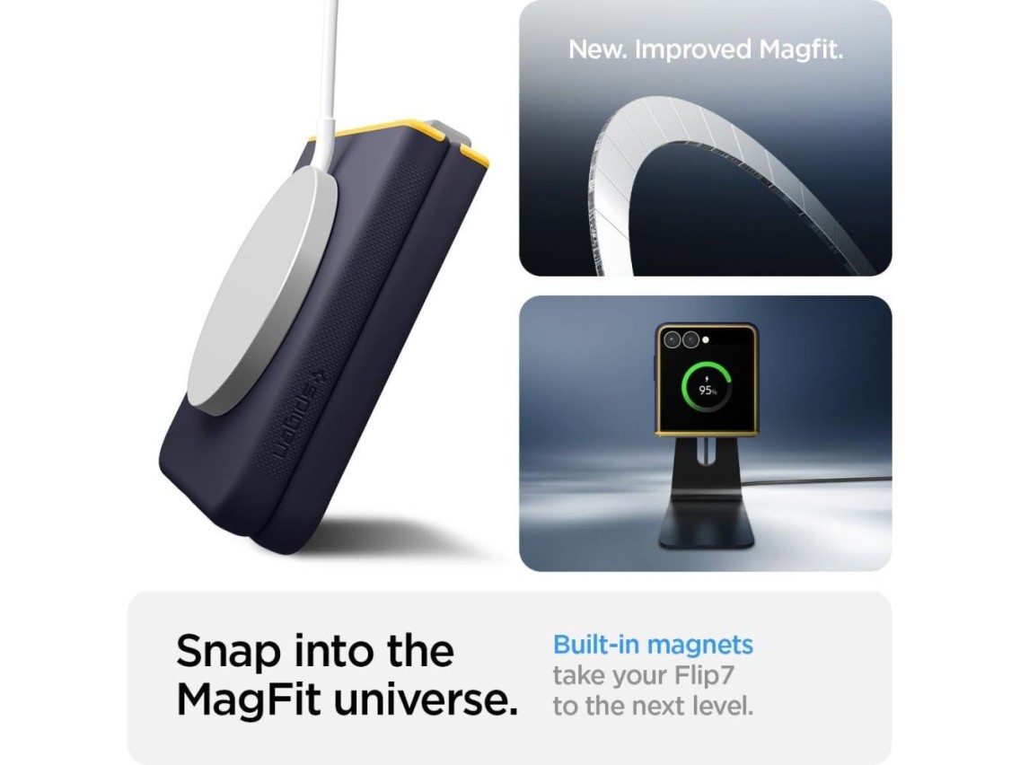 Nano Pop Mag MagSafe Case for Samsung Galaxy Z Flip 7 - Navy Blue and Yellow