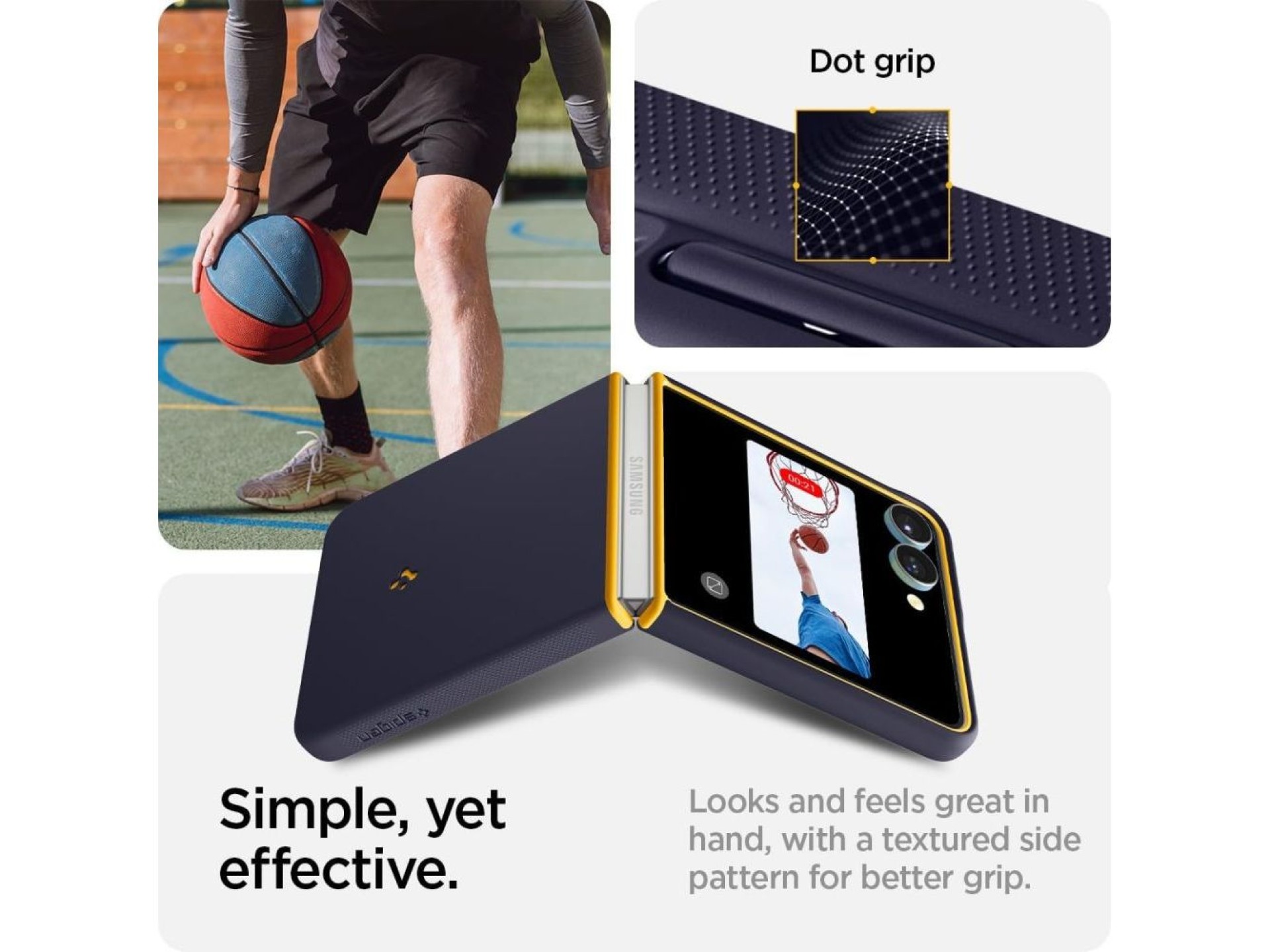 Nano Pop Mag MagSafe Case for Samsung Galaxy Z Flip 7 - Navy Blue and Yellow