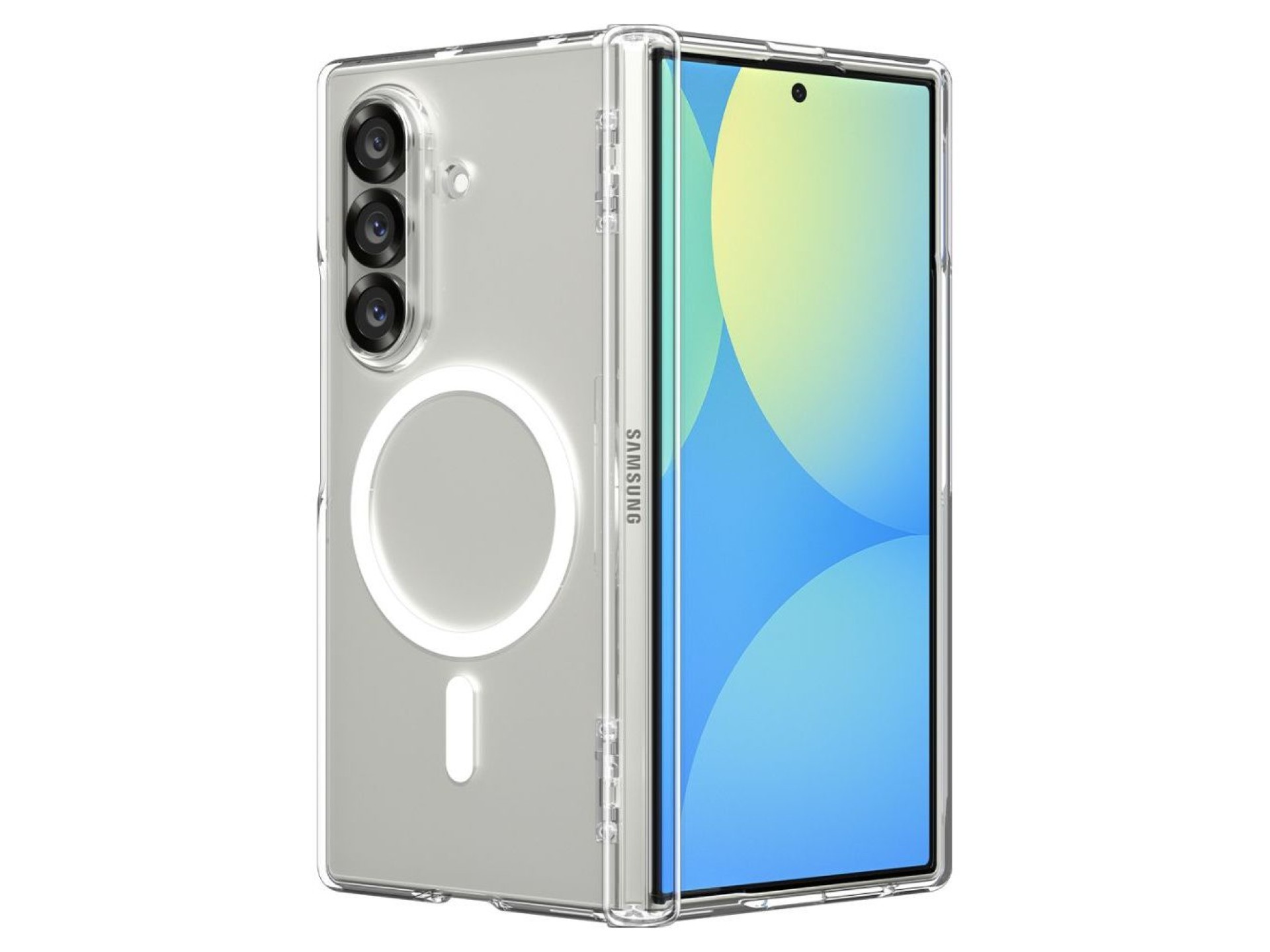 Funda Spigen Tough Armor Pro Mag MagSafe para Samsung Galaxy Z Fold 7 - Transparente y blanca