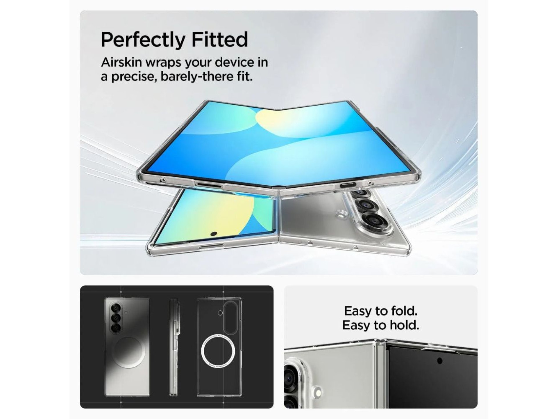 Spigen AirSkin Mag MagSafe Case for Samsung Galaxy Z Fold 7 - Clear and White