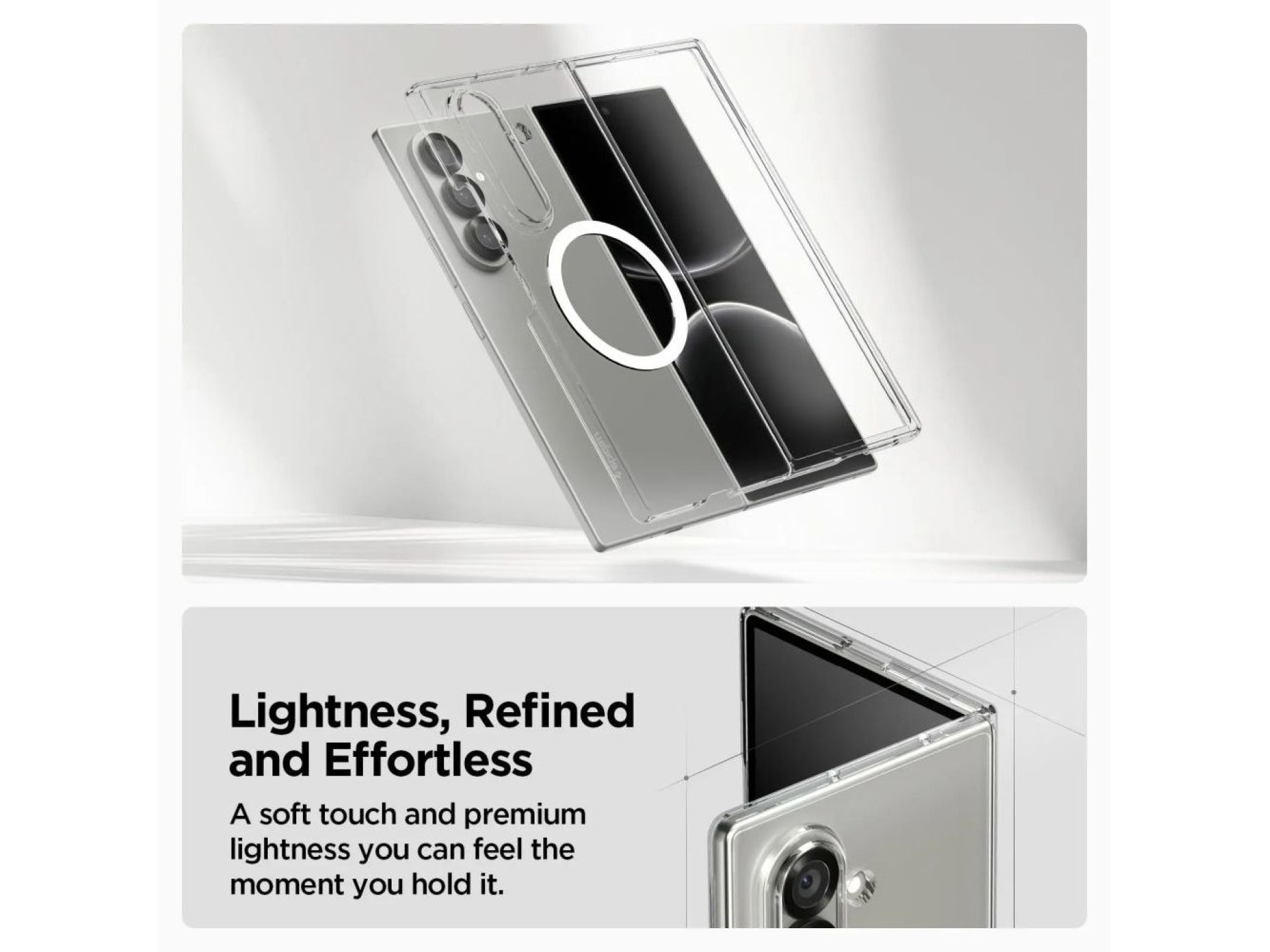 Spigen AirSkin Mag MagSafe Case for Samsung Galaxy Z Fold 7 - Clear and White