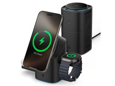 Cargador inal�mbrico Spigen Essential EF223MS 3 en 1 QI2 - Negro