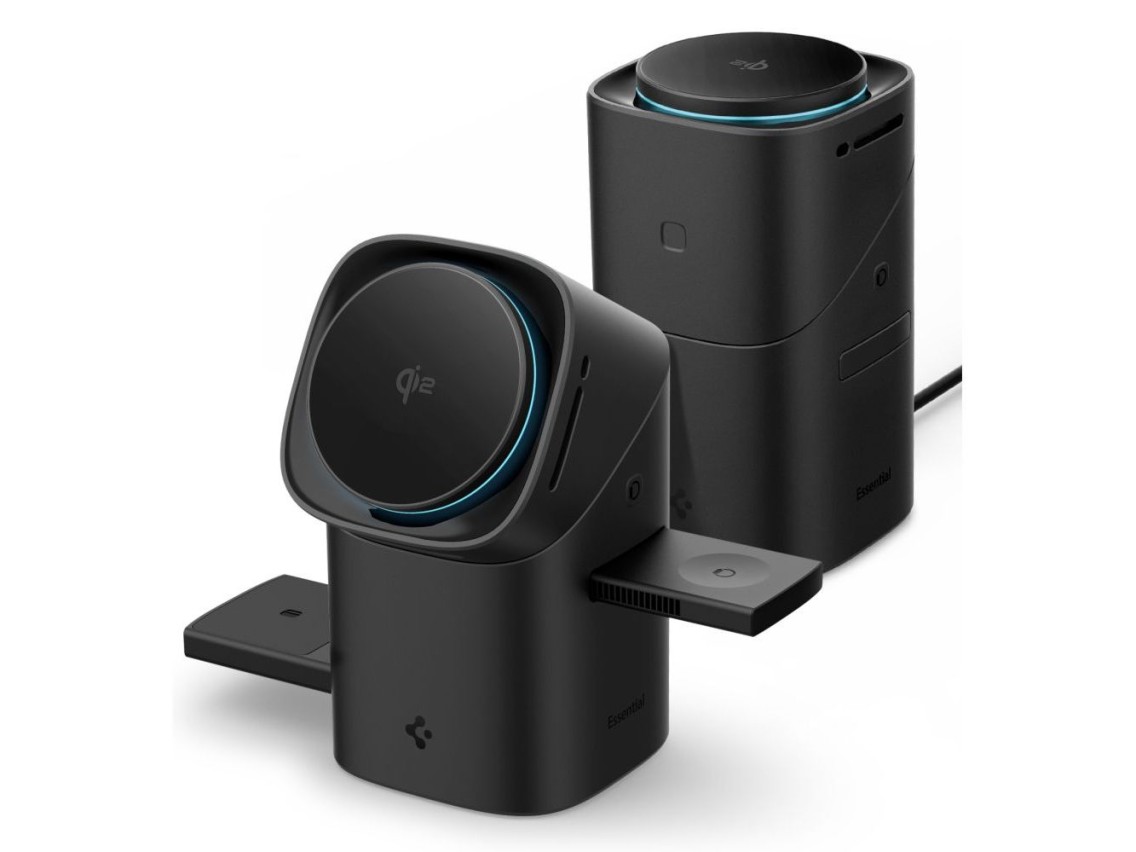Cargador inalámbrico Spigen Essential EF223MS 3 en 1 QI2 - Negro