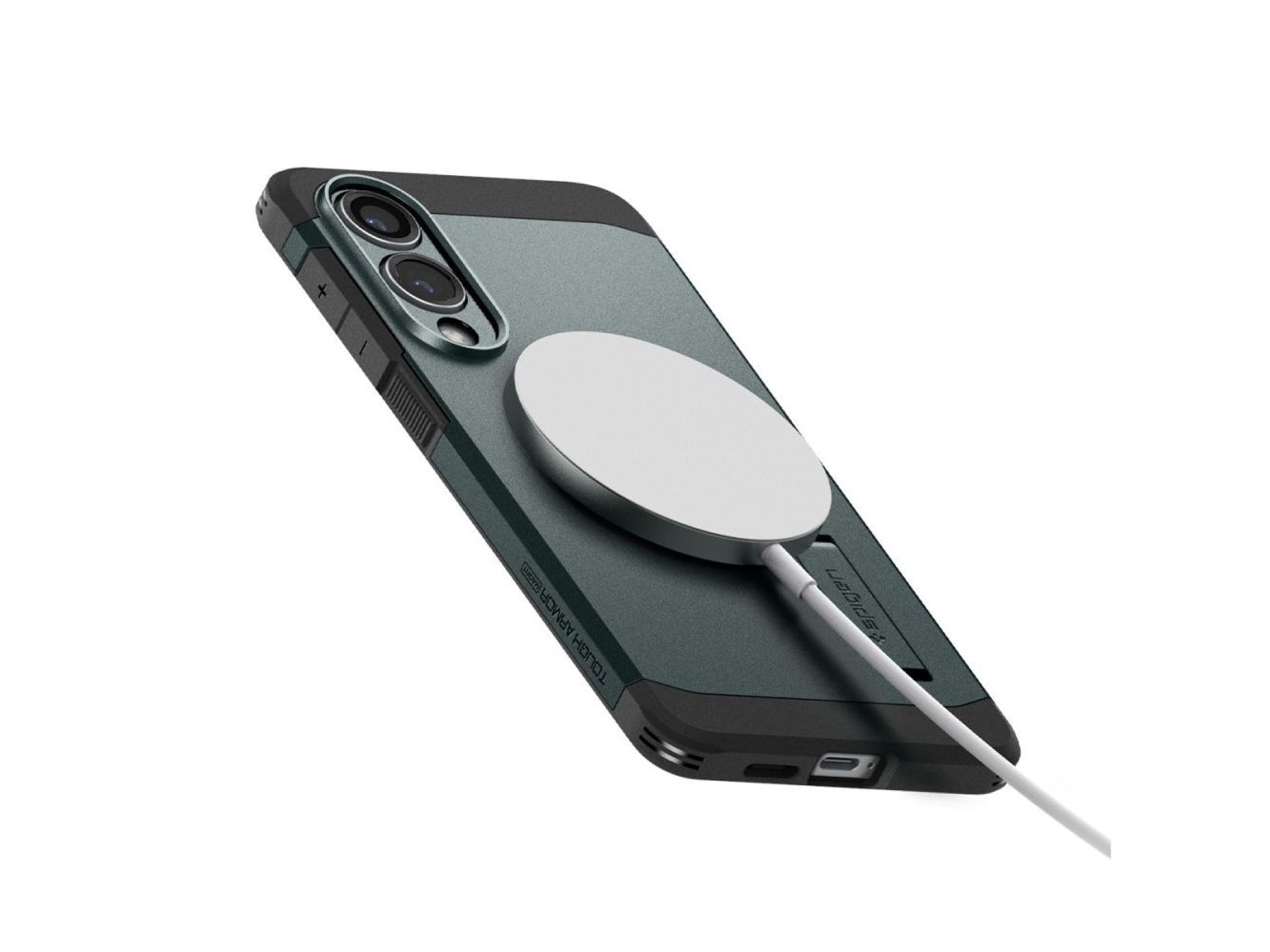 Funda Spigen Tough Armor MagSafe para Samsung Galaxy S25 Edge - Verde/Negro