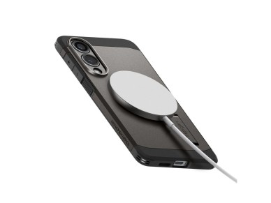 Funda Spigen Tough Armor MagSafe para Samsung Galaxy S25 Edge - Gris/Negro