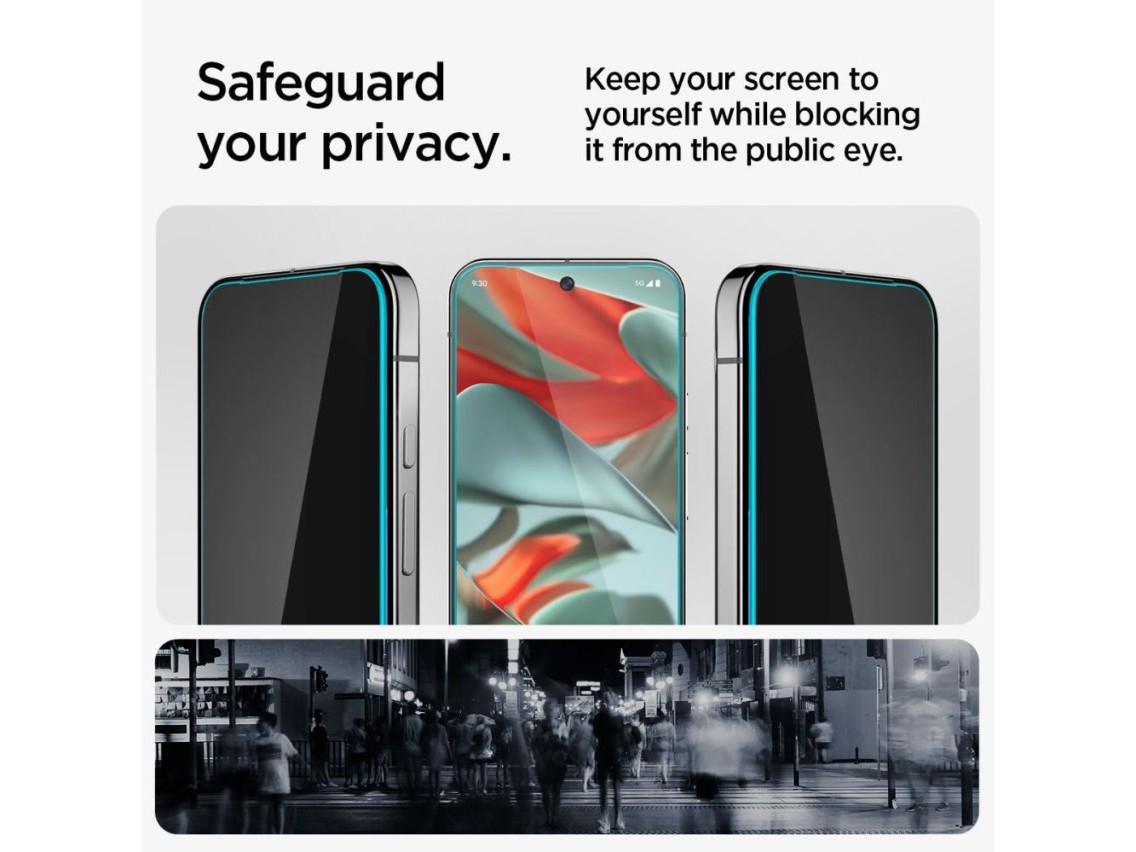 Paquete de 2 protectores de pantalla Spigen Glas.TR "Ez Fit" Privacy Glass para Google Pixel 9 Pro X