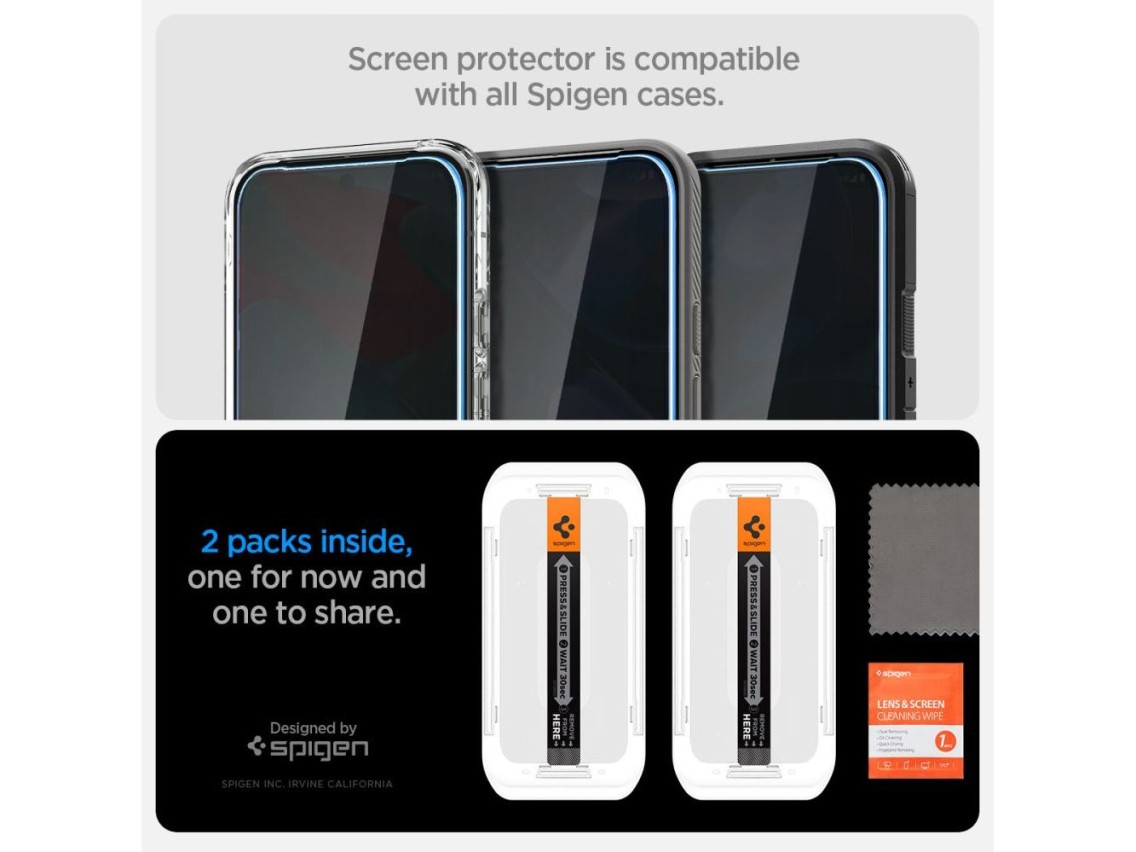Spigen Glas.TR "Ez Fit" Privacy HD 2-pack privacy glass for Google Pixel 9 / 9 Pro