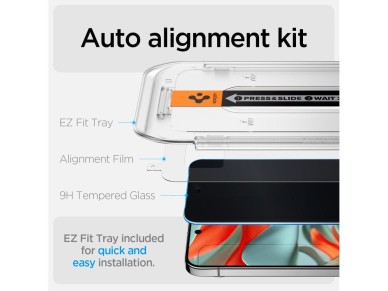 Paquete de 2 protectores de pantalla Spigen Glas.TR "Ez Fit" Privacy Glass para Google Pixel 9 Pro X