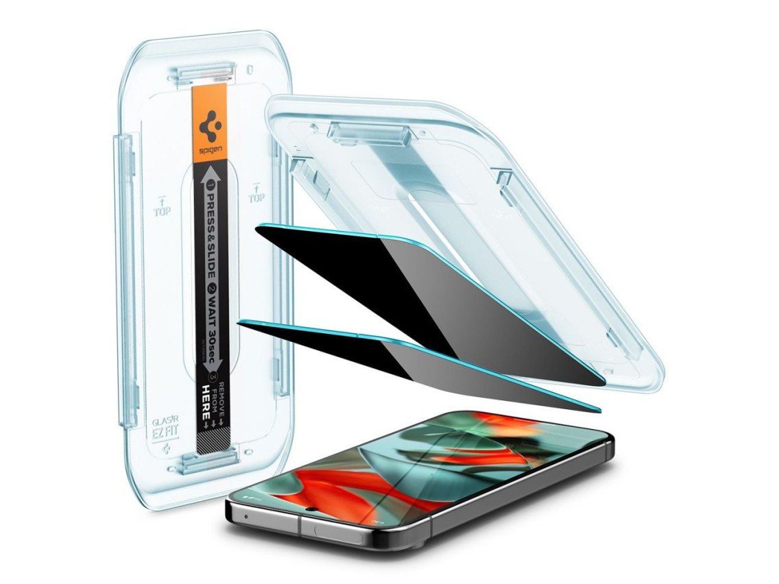 Paquete de 2 protectores de pantalla Spigen Glas.TR "Ez Fit" Privacy Glass para Google Pixel 9 Pro X