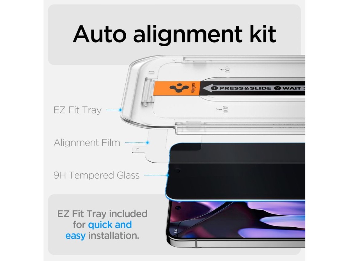 Spigen Glas.TR "Ez Fit" Privacy HD 2-pack privacy glass for Google Pixel 9 / 9 Pro
