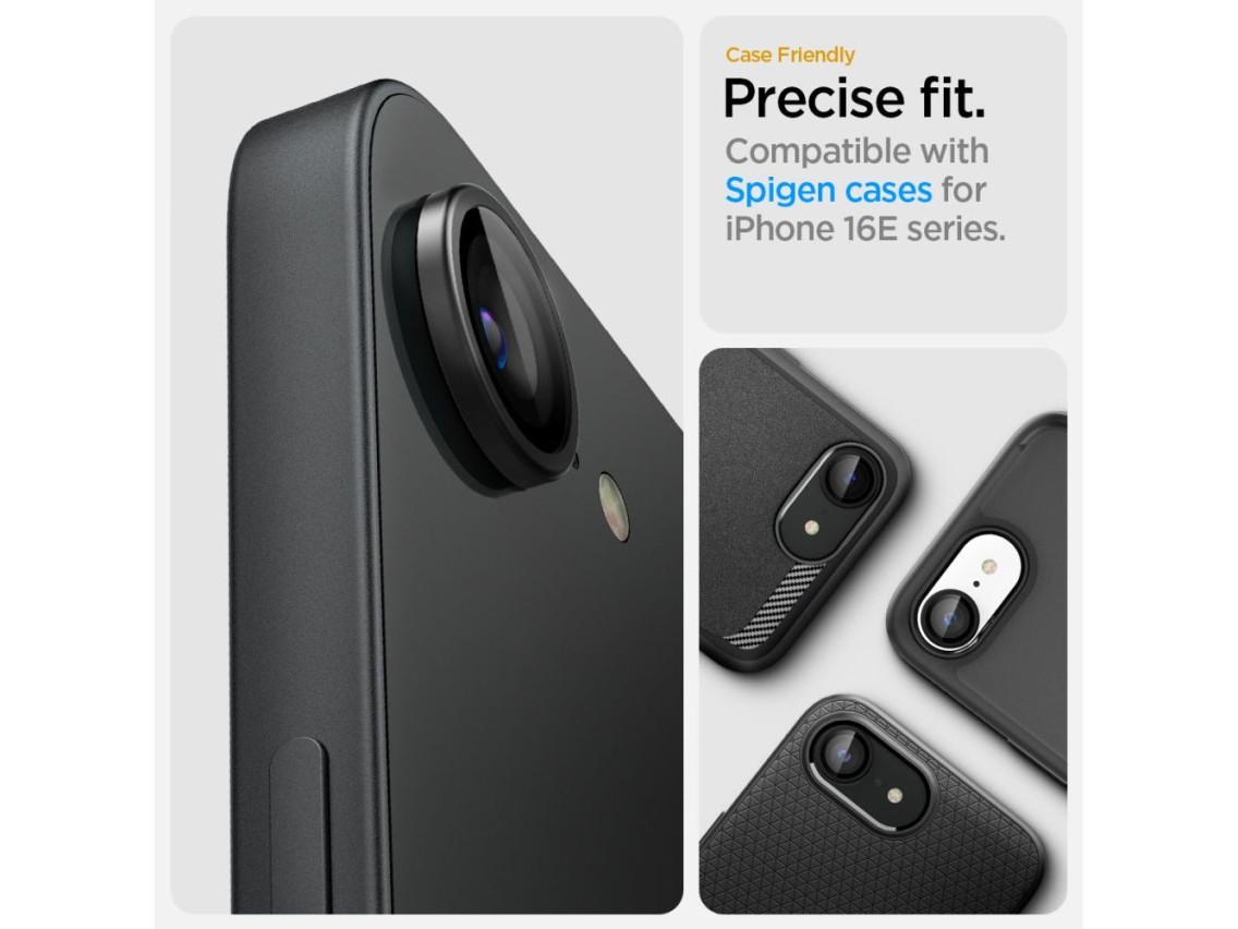 Spigen Optik Pro GLAS.TR "Ez Fit" Camera Cover 2-pack for iPhone 16e / 17e - Black