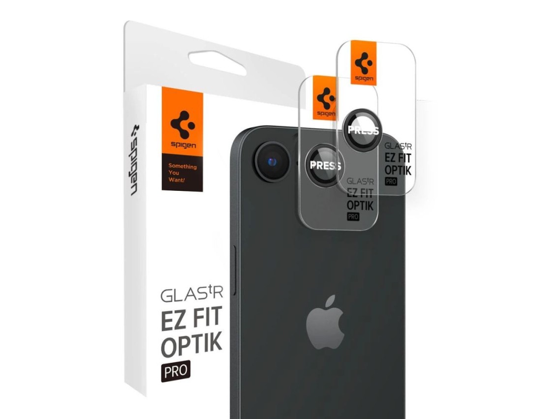 Spigen Optik Pro GLAS.TR "Ez Fit" Camera Cover 2-pack for iPhone 16e / 17e - Black