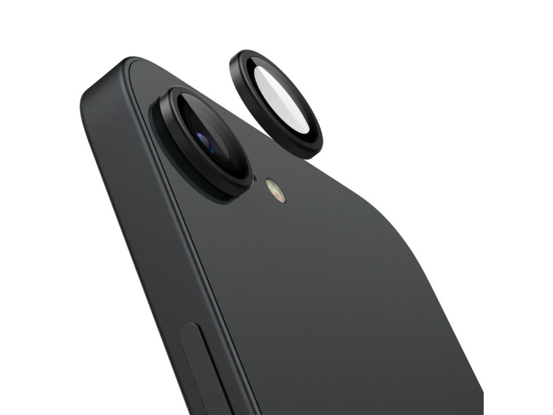 Spigen Optik Pro GLAS.TR "Ez Fit" Camera Cover 2-pack for iPhone 16e / 17e - Black