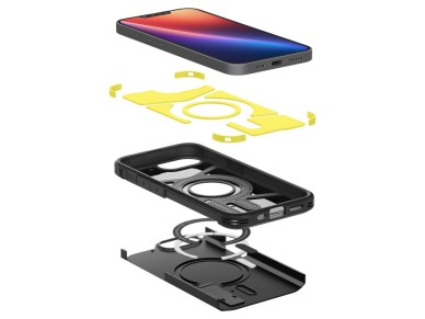 Funda Spigen Tough Armor con MagSafe para iPhone 16e / 17e con soporte - Negra