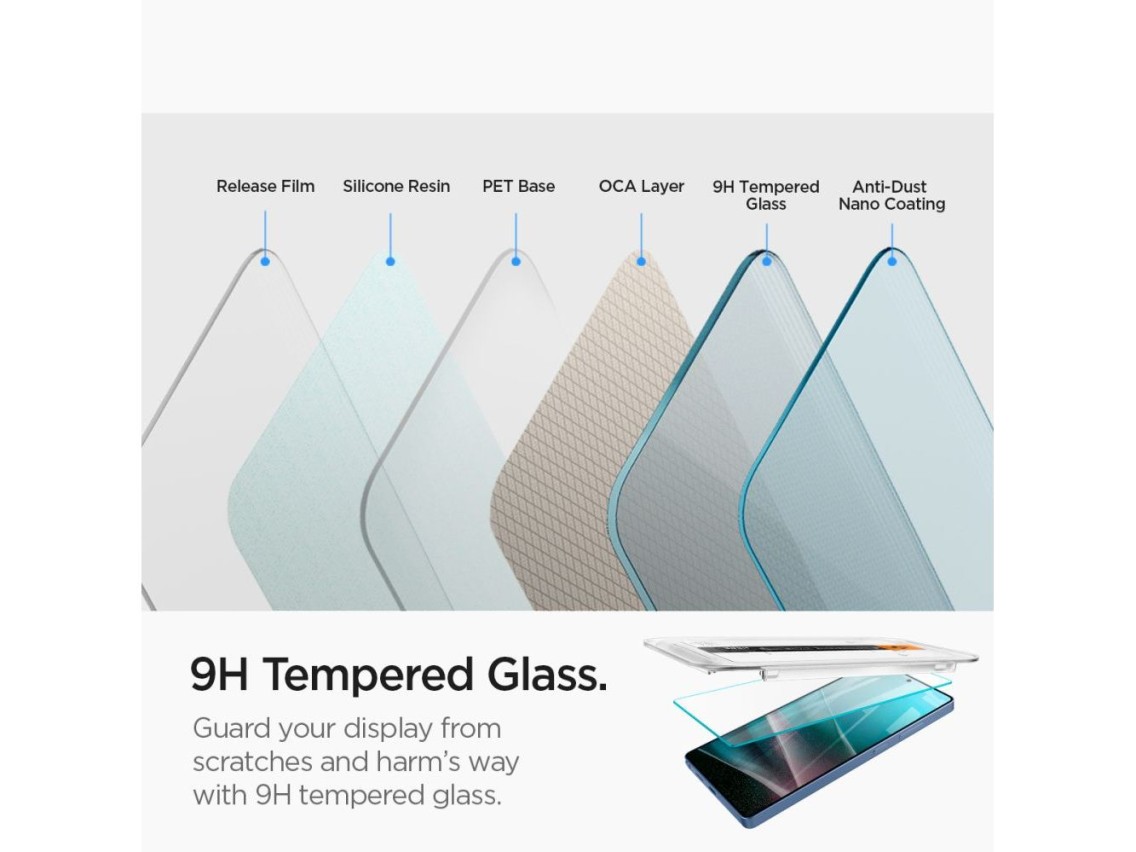 Protector de pantalla de vidrio templado Spigen Glas.tR EZ FIT (paquete de 2) para Samsung Galaxy S2