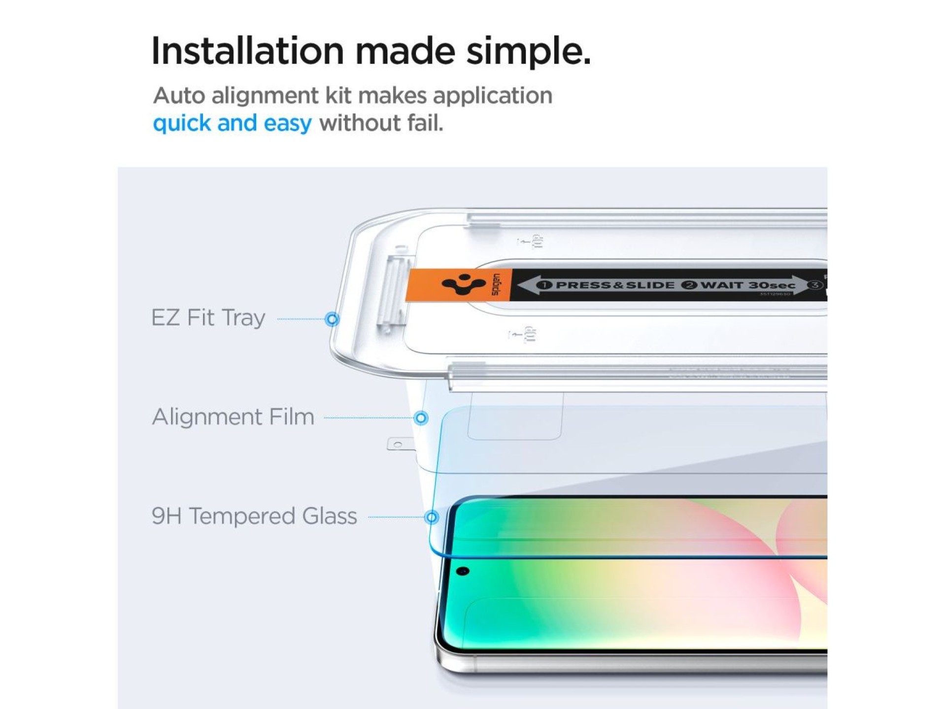 Protector de pantalla de vidrio templado Spigen Glas.tR EZ Fit para Samsung Galaxy S24 FE (2 unidade