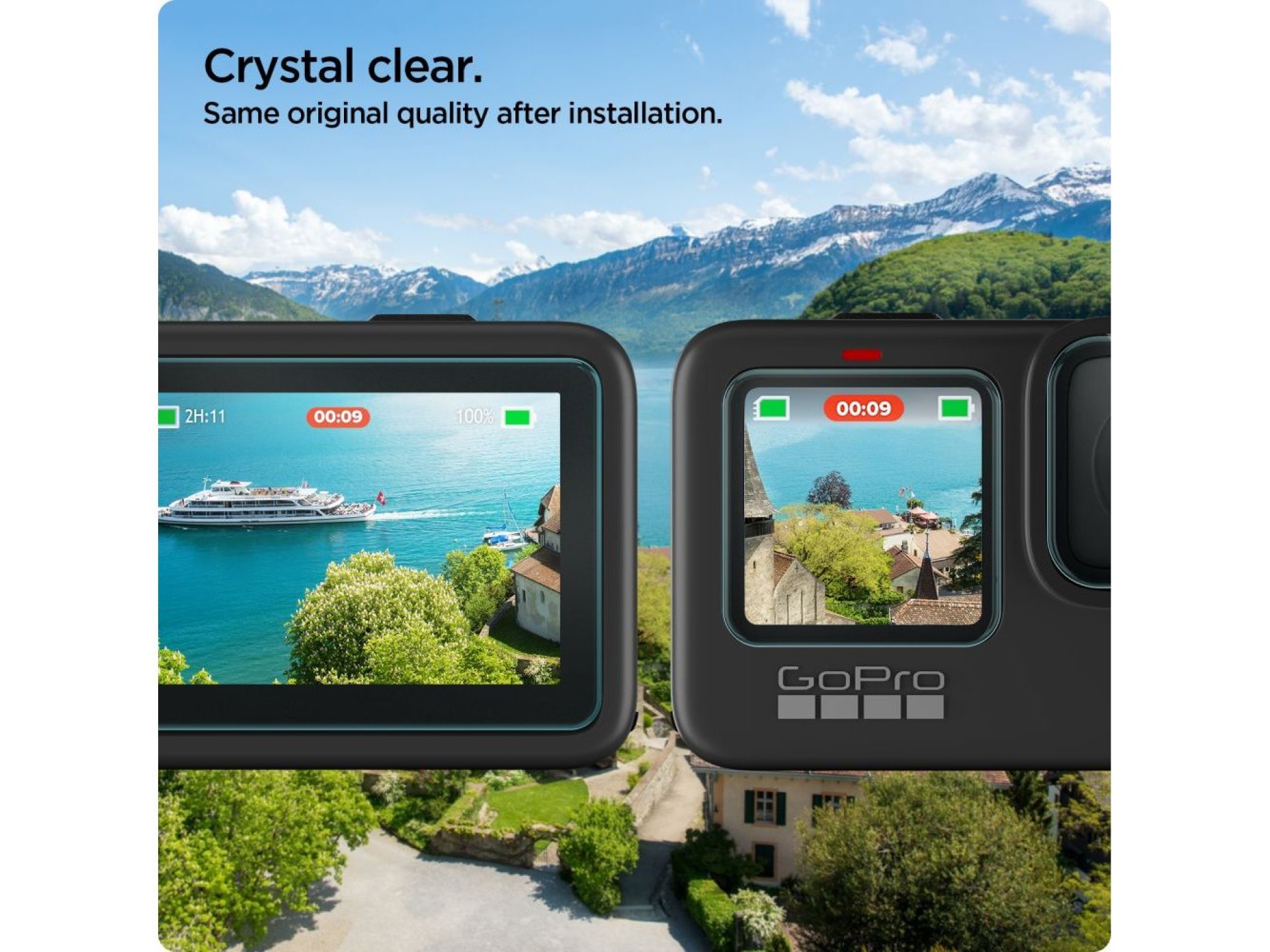 Spigen Glass.tR Slim Protector de pantalla de vidrio templado + lámina (juego de 2) para GoPro Hero