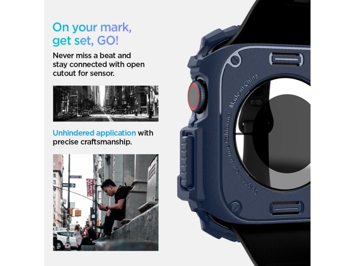 Spigen Rugged Armor Case for Apple Watch 10 46mm - Navy Blue