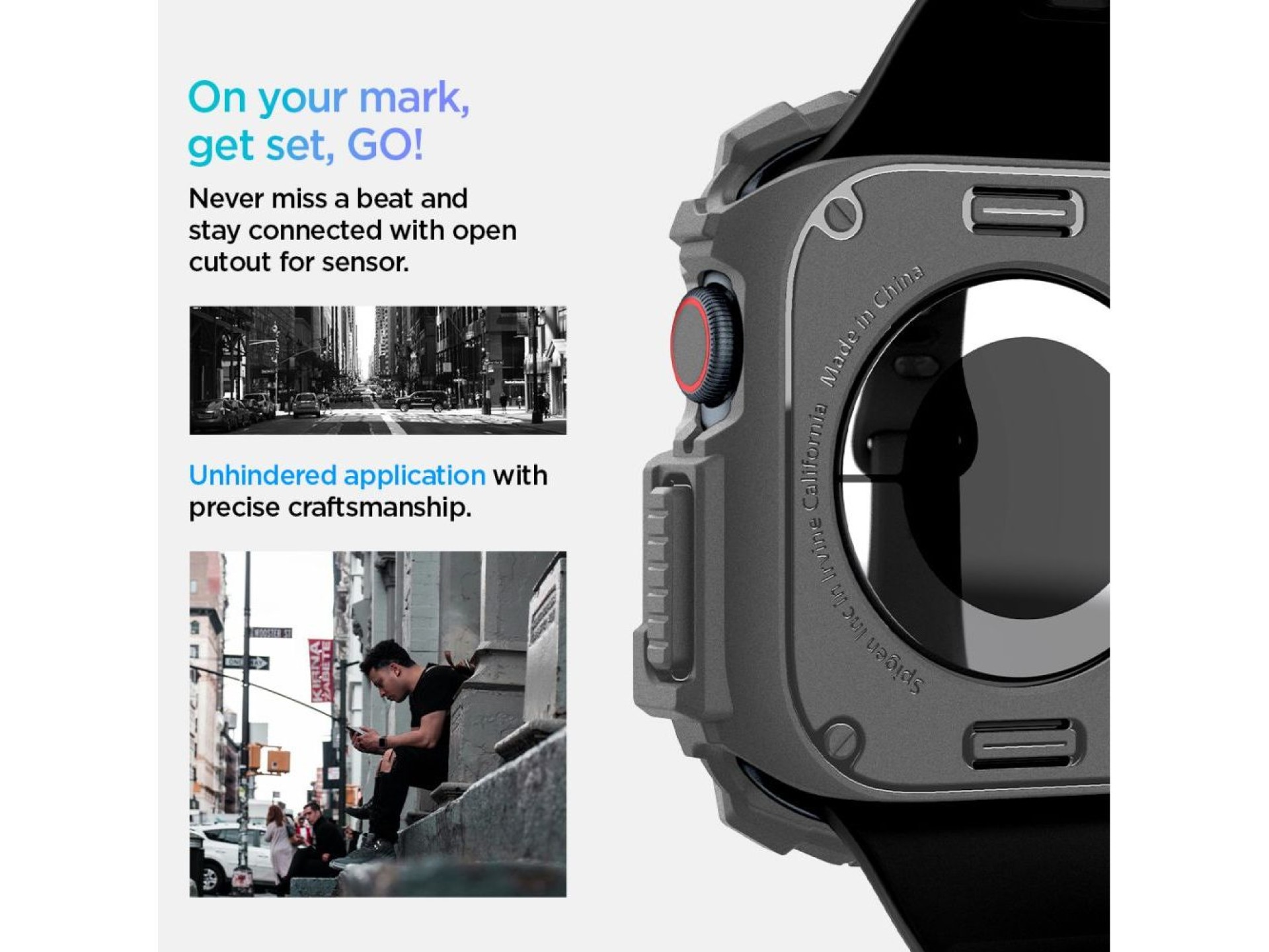 Capa Spigen Rugged Armor para Apple Watch 10 46mm - Cinza