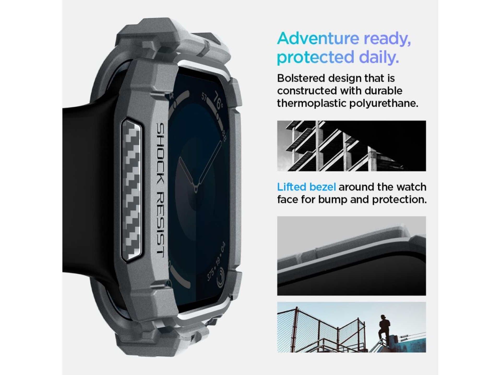Capa Spigen Rugged Armor para Apple Watch 10 46mm - Cinza