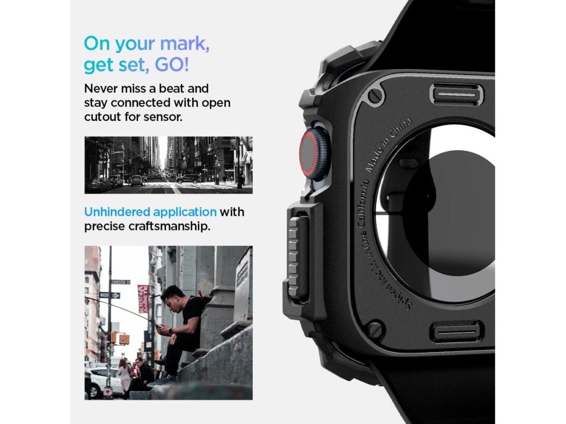 Capa Spigen Rugged Armor para Apple Watch 10 46mm - Preta