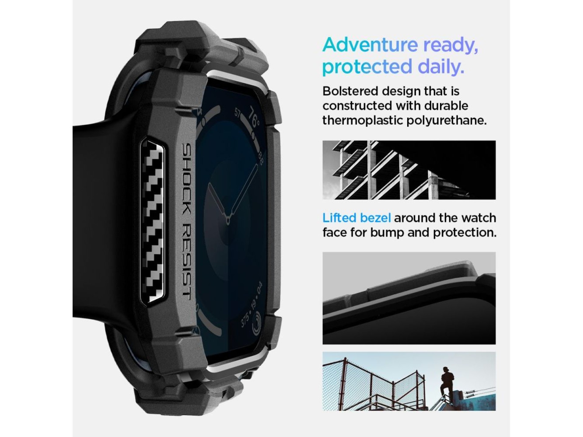 Capa Spigen Rugged Armor para Apple Watch 10 46mm - Preta